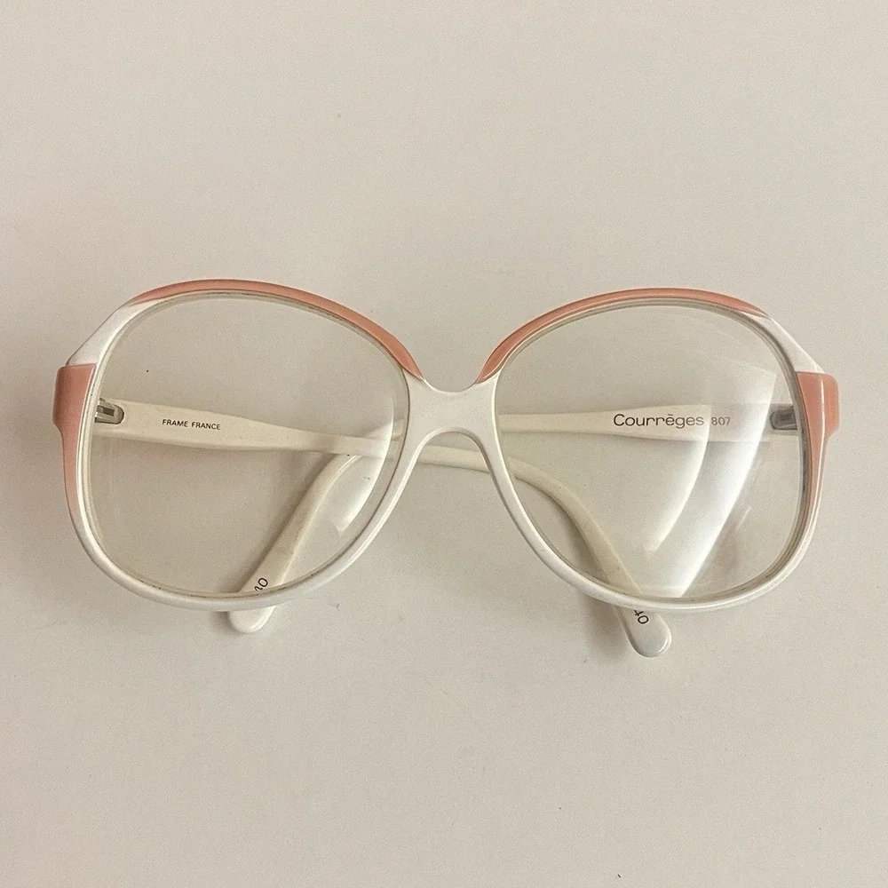 Vtg courreges 807 glasses Pink Boho Grandma Core 57-15 140 C3 50s Oversized